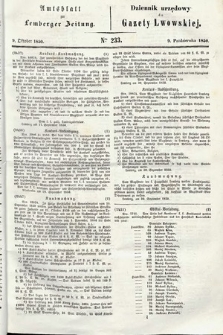 Amtsblatt zur Lemberger Zeitung = Dziennik Urzędowy do Gazety Lwowskiej. 1850, nr 233