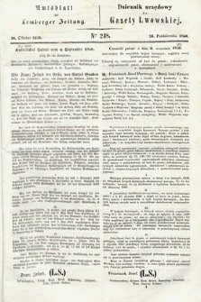 Amtsblatt zur Lemberger Zeitung = Dziennik Urzędowy do Gazety Lwowskiej. 1850, nr 248