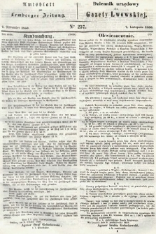 Amtsblatt zur Lemberger Zeitung = Dziennik Urzędowy do Gazety Lwowskiej. 1850, nr 257