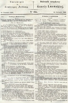 Amtsblatt zur Lemberger Zeitung = Dziennik Urzędowy do Gazety Lwowskiej. 1850, nr 265