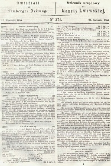 Amtsblatt zur Lemberger Zeitung = Dziennik Urzędowy do Gazety Lwowskiej. 1850, nr 274
