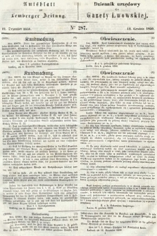 Amtsblatt zur Lemberger Zeitung = Dziennik Urzędowy do Gazety Lwowskiej. 1850, nr 287