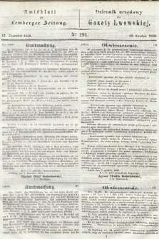 Amtsblatt zur Lemberger Zeitung = Dziennik Urzędowy do Gazety Lwowskiej. 1850, nr 291