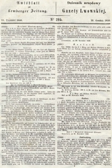 Amtsblatt zur Lemberger Zeitung = Dziennik Urzędowy do Gazety Lwowskiej. 1850, nr 295