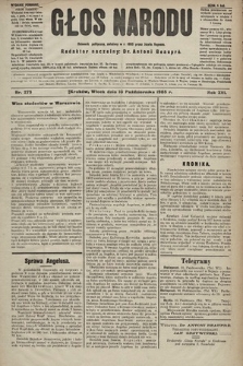 Głos Narodu : dziennik polityczny, założony w r. 1893 przez Józefa Rogosza (wydanie poranne). 1905, nr 279