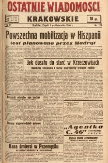 Ostatnie Wiadomości Krakowskie. 1936, nr 277