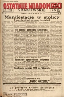 Ostatnie Wiadomości Krakowskie. 1935, nr 85
