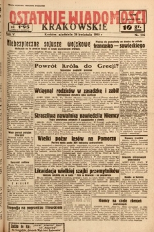 Ostatnie Wiadomości Krakowskie. 1935, nr 116