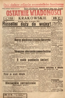 Ostatnie Wiadomości Krakowskie. 1935, nr 231