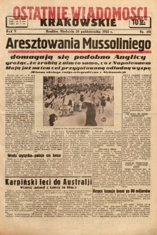 Ostatnie Wiadomości Krakowskie. 1935, nr 291