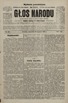 Głos Narodu : dziennik polityczny, założony w r. 1893 przez Józefa Rogosza (wydanie poranne). 1907, nr 36