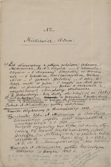 Autografy Adama Mickiewicza z lat 1828–1855