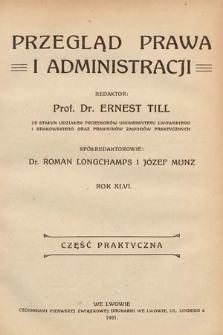 Przegląd Prawa i Administracji : część praktyczna. 1921