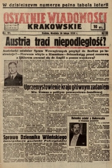 Ostatnie Wiadomości Krakowskie. 1938, nr 50