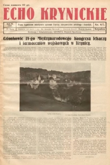 Echo Krynickie : pismo tygodniowe poświęcone sprawom Krynicy, zdrojownictwa polskiego i turystyki. 1927, nr 6-7