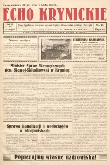 Echo Krynickie : pismo tygodniowe poświęcone sprawom Krynicy, zdrojownictwa polskiego i turystyki. 1927, nr 14