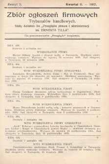 Zbiór ogłoszeń firmowych trybunałów handlowych : stały dodatek do „Przeglądu Prawa i Administracji im. Ernesta Tilla”. 1937, nr 2