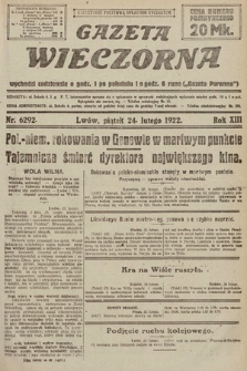 Gazeta Wieczorna. 1922, nr 6292