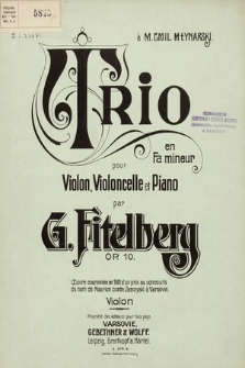 Trio en Fa mineur : pour violon, violoncelle et piano : Op. 10 [Violon]