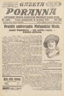 Gazeta Poranna : ilustrowany dziennik informacyjny wschodnich kresów Polski. 1922, nr 6492