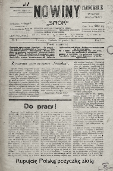 Nowiny Tarnowskie „Smok” : tygodnik bezpartyjny. 1922, nr 1
