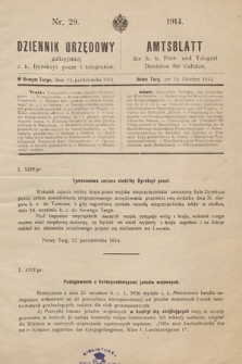 Dziennik Urzędowy Galicyjskiej c. k. Dyrekcyi Poczt i Telegrafów = Amtsblatt der k. k. Post- und Telegraf- Direktion für Galizien. 1914, nr 29