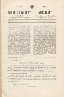 Dziennik Urzędowy Galicyjskiej c. k. Dyrekcyi Poczt i Telegrafów. 1915, nr 37