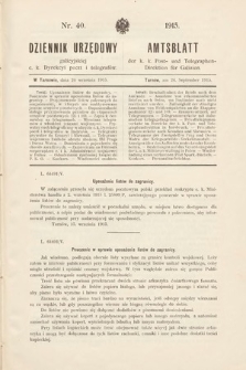 Dziennik Urzędowy Galicyjskiej c. k. Dyrekcyi Poczt i Telegrafów. 1915, nr 40