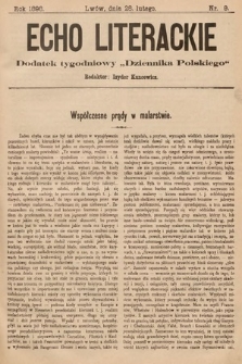 Echo Literackie : dodatek tygodniowy „Dziennika Polskiego”. 1898, nr 9