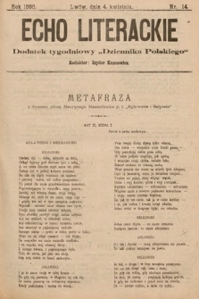 Echo Literackie : dodatek tygodniowy „Dziennika Polskiego”. 1898, nr 14