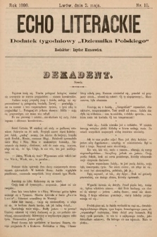 Echo Literackie : dodatek tygodniowy „Dziennika Polskiego”. 1898, nr 18
