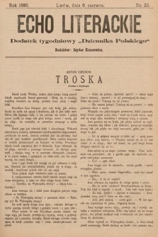 Echo Literackie : dodatek tygodniowy „Dziennika Polskiego”. 1898, nr 22