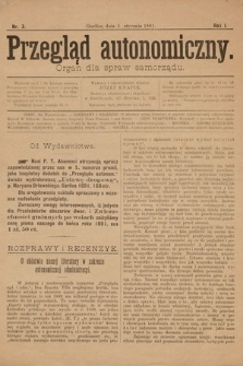 Przegląd Autonomiczny : organ dla spraw samorządu. 1891, nr 3