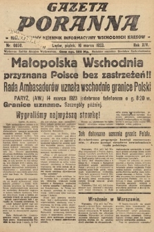 Gazeta Poranna : ilustrowany dziennik informacyjny wschodnich kresów. 1923, nr 6650