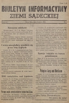 Biuletyn Informacyjny Ziemi Sądeckiej. 1945, nr 1