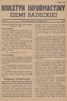 Biuletyn Informacyjny Ziemi Sądeckiej. 1945, nr 37
