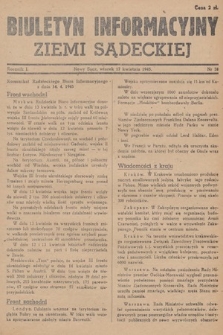 Biuletyn Informacyjny Ziemi Sądeckiej. 1945, nr 38