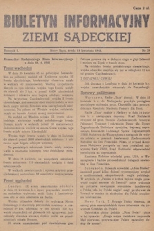 Biuletyn Informacyjny Ziemi Sądeckiej. 1945, nr 39