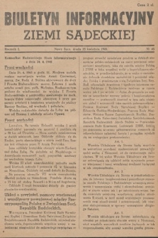 Biuletyn Informacyjny Ziemi Sądeckiej. 1945, nr 45
