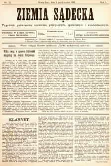 Ziemia Sądecka : tygodnik poświęcony sprawom politycznym, społecznym i ekonomicznym. 1913, nr 23