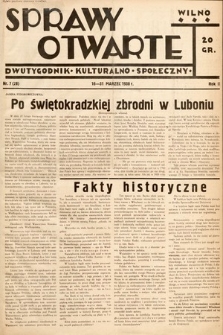 Sprawy Otwarte : dwutygodnik kulturalno-społeczny. 1938, nr 7