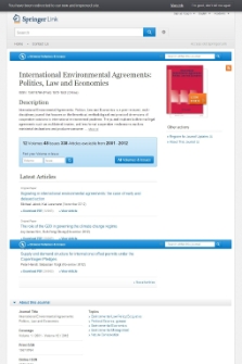 International environmental agreements : politics, law and economics