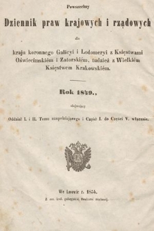 Powszechny Dziennik Praw Krajowych i Rządowych [...] = Allgemeines Landes-Gesetz- und Regierungs-Blatt [...]. 1849 [całość]