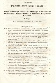 Powszechny Dziennik Praw Krajowych i Rządowych [...] = Allgemeines Landes-Gesetz- und Regierungs-Blatt [...]. 1849, cz. 4