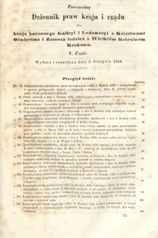 Powszechny Dziennik Praw Krajowych i Rządowych [...] = Allgemeines Landes-Gesetz- und Regierungs-Blatt [...]. 1849, cz. 5