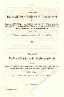Powszechny Dziennik Praw Krajowych i Rządowych [...] = Allgemeines Landes-Gesetz- und Regierungs-Blatt [...]. 1850, cz. 13