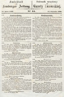 Amtsblatt zur Lemberger Zeitung = Dziennik Urzędowy do Gazety Lwowskiej. 1860, nr 14