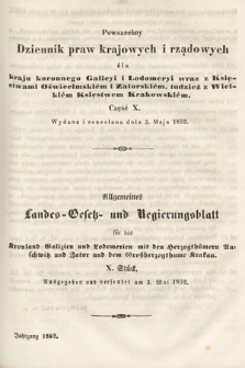 Powszechny Dziennik Praw Krajowych i Rządowych [...] = Allgemeines Landes-Gesetz- und Regierungs-Blatt [...]. 1852, cz. 10