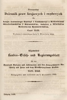 Powszechny Dziennik Praw Krajowych i Rządowych [...] = Allgemeines Landes-Gesetz- und Regierungs-Blatt [...]. 1852, cz. 49