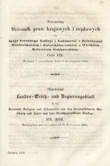 Powszechny Dziennik Praw Krajowych i Rządowych [...] = Allgemeines Landes-Gesetz- und Regierungs-Blatt [...]. 1851, oddział 1, cz. 19